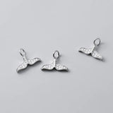 925 Sterling Silver Sweet Fishtail CZ Charm Pendant DIY Jewelry