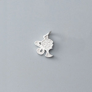 TrustDavis 925 Sterling Silver Sweet Head Charm Pendant DIY Jewelry DZ453