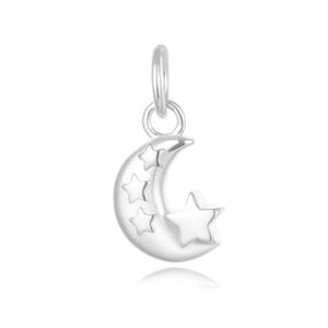 TrustDavis 925 Sterling Silver Moon Star Charm Pendant DIY Jewelry DZ406