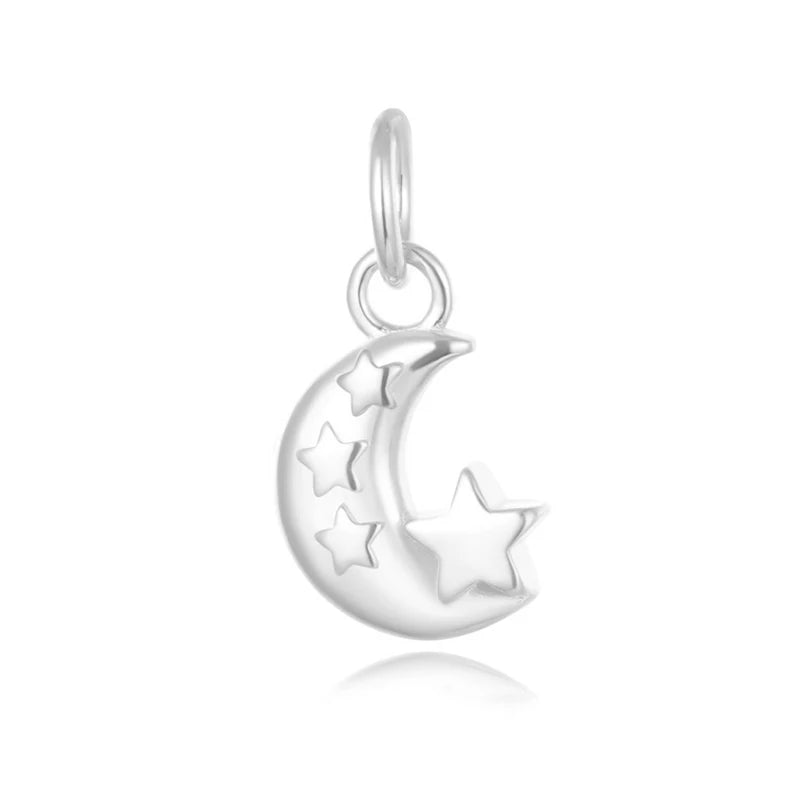 TrustDavis 925 Sterling Silver Moon Star Charm Pendant DIY Jewelry DZ406