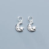 TrustDavis 925 Sterling Silver Moon Star Charm Pendant DIY Jewelry DZ406