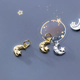 TrustDavis 925 Sterling Silver Moon Star Charm Pendant DIY Jewelry DZ406