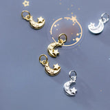TrustDavis 925 Sterling Silver Moon Star Charm Pendant DIY Jewelry DZ406