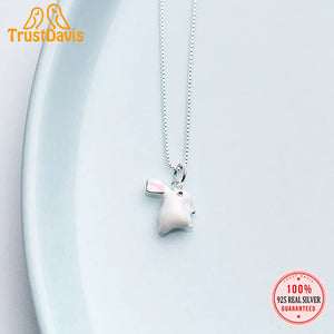 TrustDavis 925 Sterling Silver Rabbit Charm Pendant DIY Jewelry DZ484