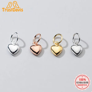 925 Sterling Silver Sweet Romantic Heart Charm Pendant DIY Jewelry