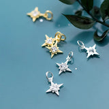 TrustDavis 925 Sterling Silver Star CZ Charm Pendant DIY Accessories