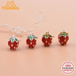 TrustDavis 925 Sterling Silver Sweet Strawberry Charm Pendant