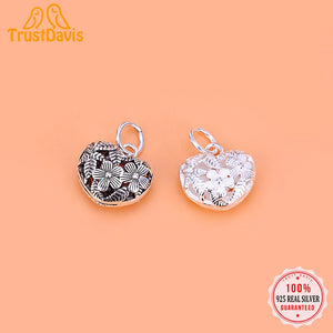 TrustDavis 925 Sterling Silver Heart Charm Pendant DIY Accessories