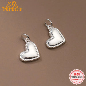TrustDavis Silver Heart Charm Pendant for Necklace Bracelet DZ882