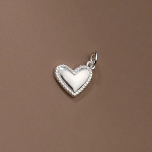 TrustDavis Silver Heart Charm Pendant for Necklace Bracelet DZ882