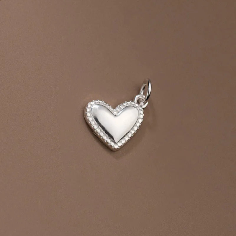 TrustDavis Silver Heart Charm Pendant for Necklace Bracelet DZ882
