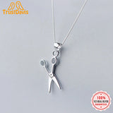 TrustDavis 925 Sterling Silver Scissors Pendant DIY Necklace Accessories