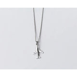 TrustDavis 925 Sterling Silver Plane Aircraft Pendant Necklace