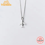 TrustDavis 925 Sterling Silver Plane Aircraft Pendant Necklace