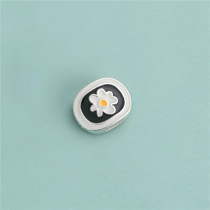 925 Sterling Silver Plumeria Flower Charm Bead for Necklace Bracelet DIY