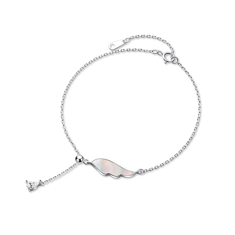 TrustDavis Sterling Silver Angel Wing Bracelet CZ Fine Jewelry