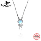 TrustDavis 925 Sterling Silver Rabbit Astronaut Necklace for Women