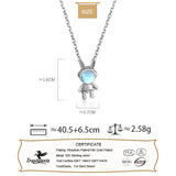 TrustDavis 925 Sterling Silver Rabbit Astronaut Necklace for Women