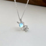 TrustDavis 925 Sterling Silver Rabbit Astronaut Necklace for Women