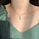 TrustDavis 925 Sterling Silver Rabbit Astronaut Necklace for Women
