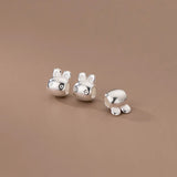 925 Sterling Silver Rabbit Head Charm Separator Beads DIY Jewelry