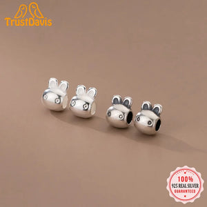 925 Sterling Silver Rabbit Head Charm Separator Beads DIY Jewelry