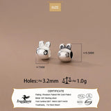 925 Sterling Silver Rabbit Head Charm Separator Beads DIY Jewelry