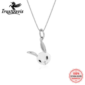 TrustDavis 925 Sterling Silver Rabbit Necklace for Women