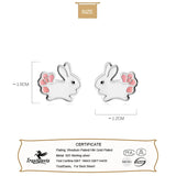 925 Silver Rabbit Stud Earrings For Women Girls Fine Animal Jewelry