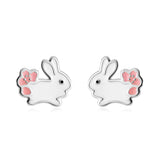 925 Silver Rabbit Stud Earrings For Women Girls Fine Animal Jewelry