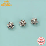 TrustDavis 925 Silver Flower Charm Separator Beads DIY Jewelry DZ671