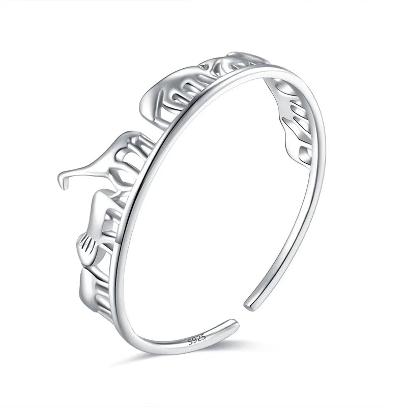 TrustDavis 925 Silver Animal Zoo Opening Ring Daughter Birthday Gift