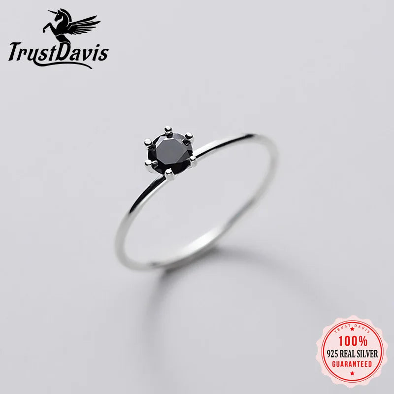 TrustDavis 925 Sterling Silver CZ Finger Ring For Women Wedding Party DA1380