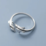 Real 925 Sterling Silver Dolphin Ring Office Lady Gift DG0142