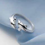 Real 925 Sterling Silver Dolphin Ring Office Lady Gift DG0142