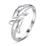 Real 925 Sterling Silver Dolphin Ring Office Lady Gift DG0142