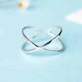 TrustDavis 925 Silver Ring Cross CZ Opening Finger Ring For Women Wedding Party