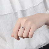 TrustDavis 925 Silver Ring Cross CZ Opening Finger Ring For Women Wedding Party