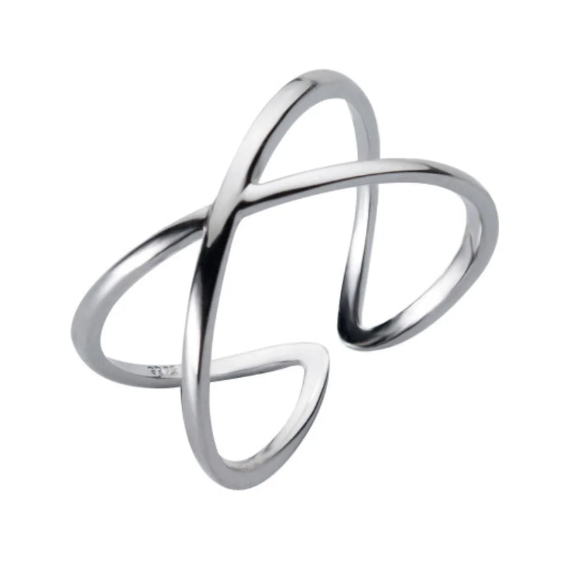 TrustDavis 925 Silver Ring Cross CZ Opening Finger Ring For Women Wedding Party