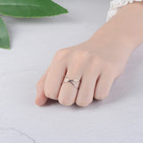 TrustDavis 925 Silver Ring Cross CZ Opening Finger Ring For Women Wedding Party