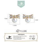 925 Silver Romantic Bowknot Pearl Stud Earrings Gift for Women Girls