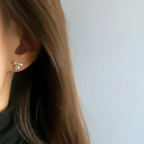 925 Silver Romantic Bowknot Pearl Stud Earrings Gift for Women Girls