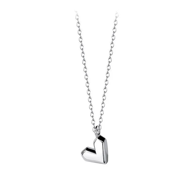 TrustDavis 925 Silver Geometric Heart Necklace For Women Fine Jewelry LB058