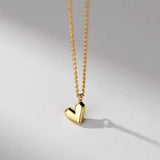 TrustDavis 925 Silver Geometric Heart Necklace For Women Fine Jewelry LB058