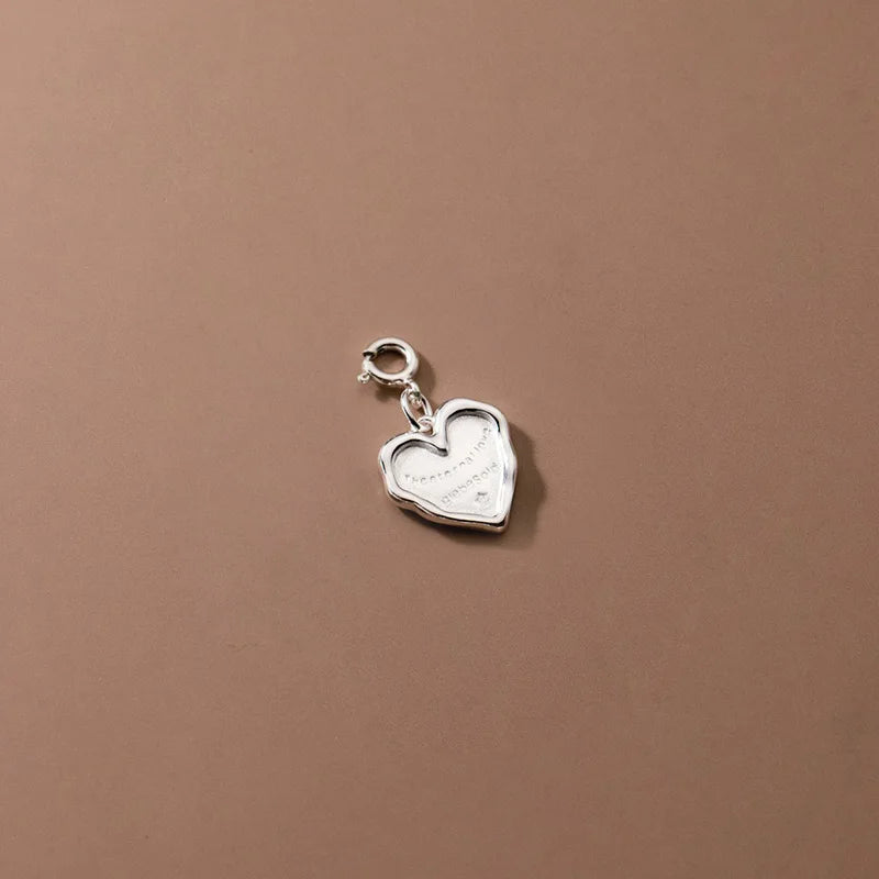 925 Sterling Silver Romantic Geometry Heart Pendant DIY Necklace Bracelet