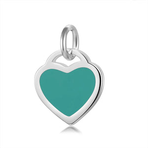 925 Sterling Silver Glaze Heart Charm Pendant DIY Necklace Bracelet Jewelry