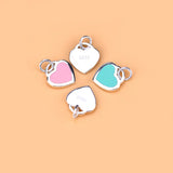 925 Sterling Silver Glaze Heart Charm Pendant DIY Necklace Bracelet Jewelry