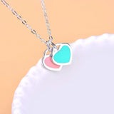 925 Sterling Silver Glaze Heart Charm Pendant DIY Necklace Bracelet Jewelry