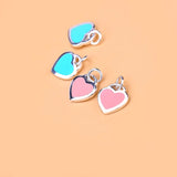 925 Sterling Silver Glaze Heart Charm Pendant DIY Necklace Bracelet Jewelry