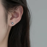 925 Silver Heart Bead Screw Stud Earrings Wedding Jewelry